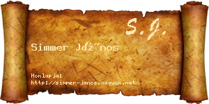 Simmer János névjegykártya