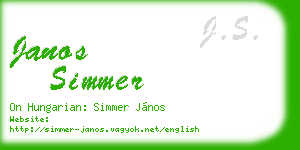 janos simmer business card